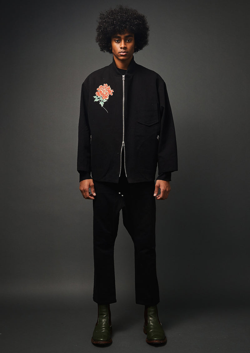 Flower Blouson Jacket in Black