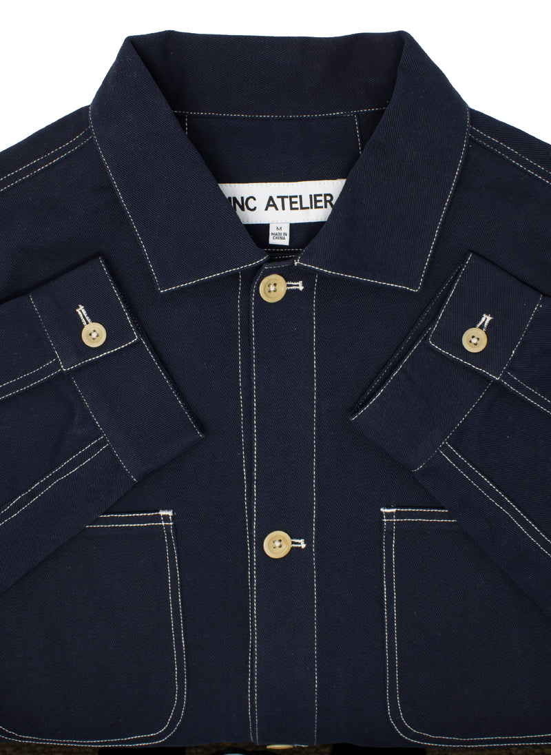 Albert Cotton French Workwear Jacket in Navy