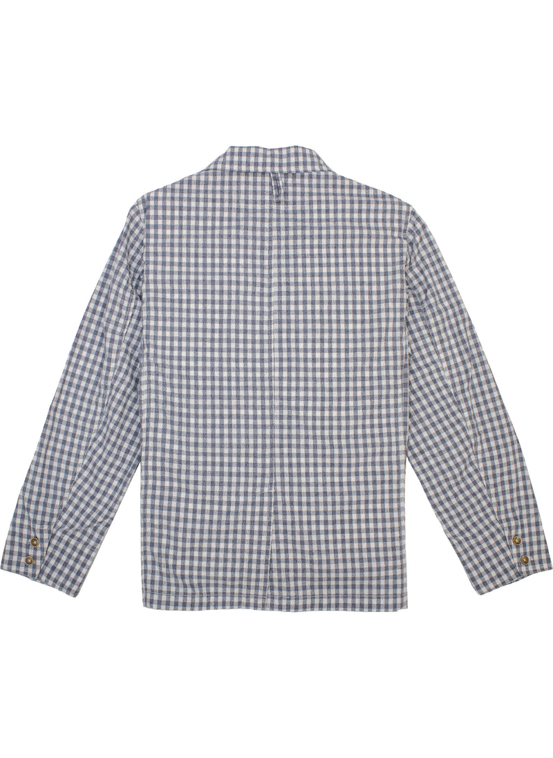 Benjamin Cotton Linen Relaxed Jacket in Blue Gingham