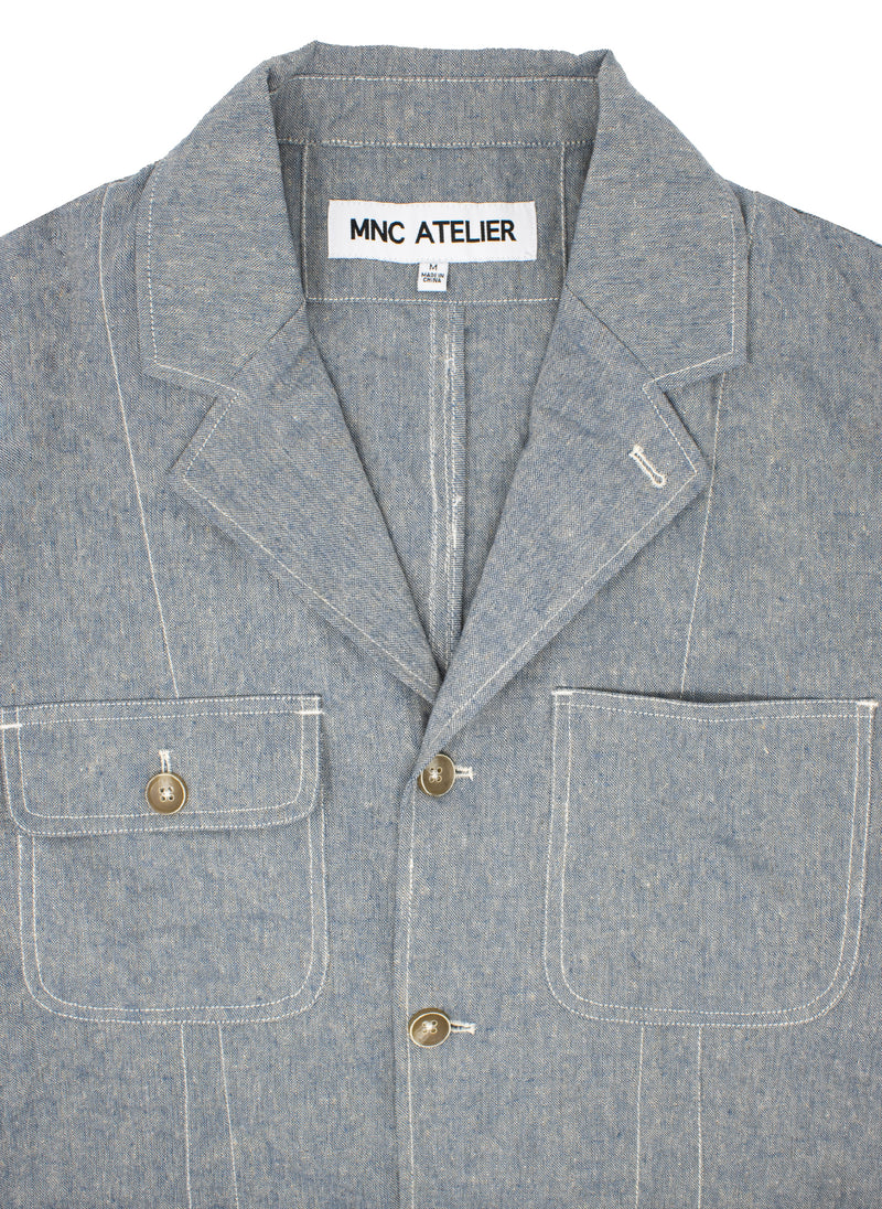 Benjamin Linen Relaxed Jacket in Chambray