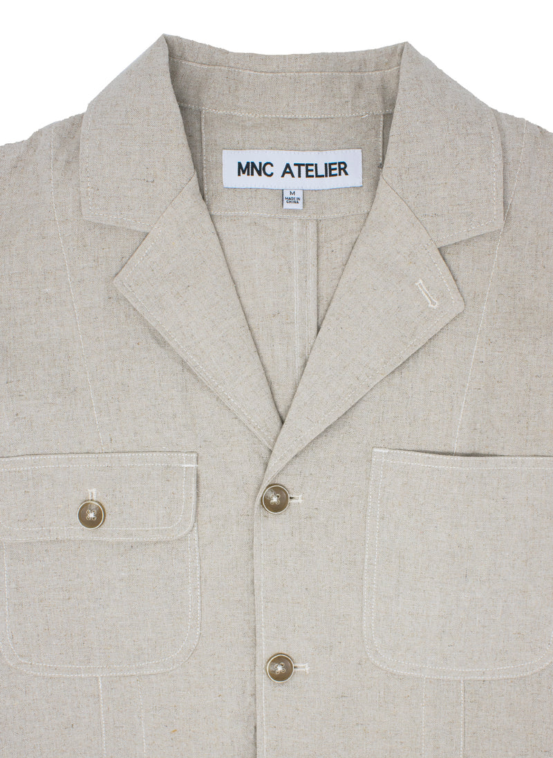 Benjamin Linen Relaxed Jacket in Stone