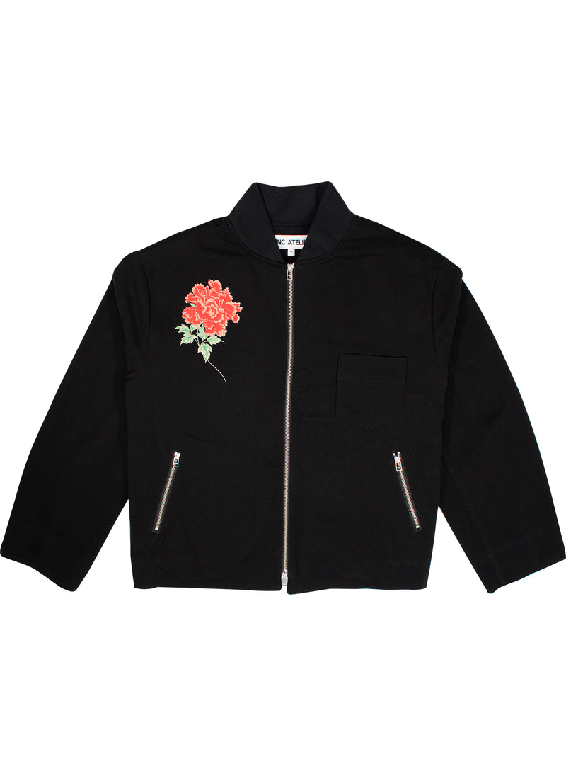 Flower Blouson Jacket in Black
