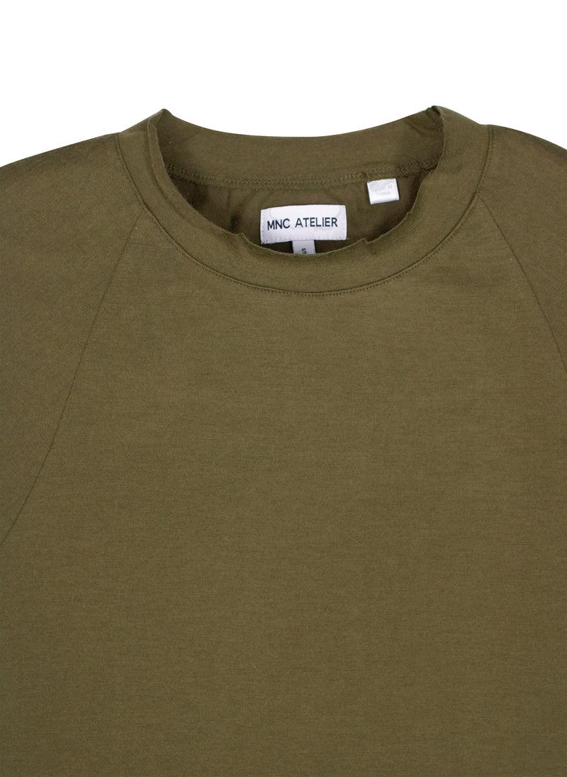Laser Collar Long Sleeve Knit in Olive