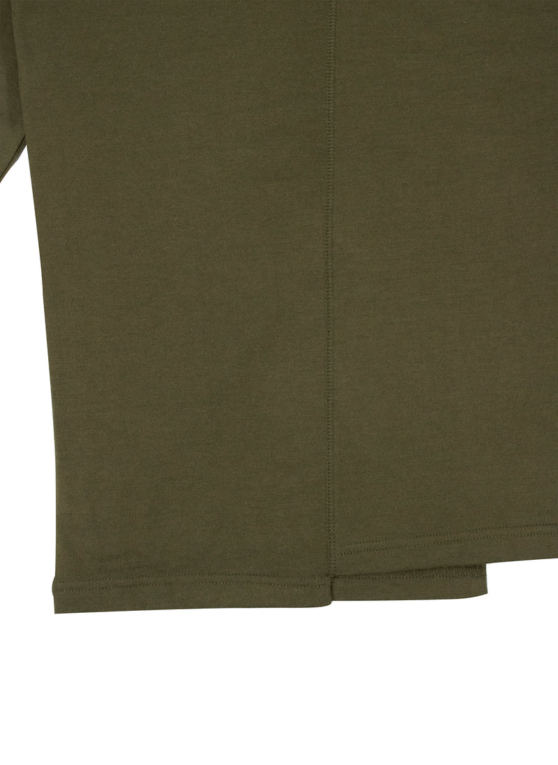 Olive Asymmetrical Knitted Shirt