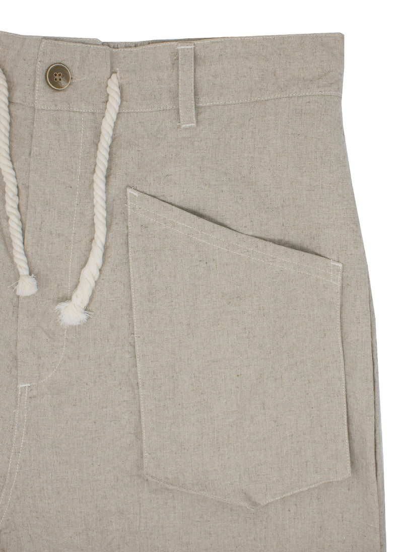 Samuel Linen French Workwear Trouser in Stone