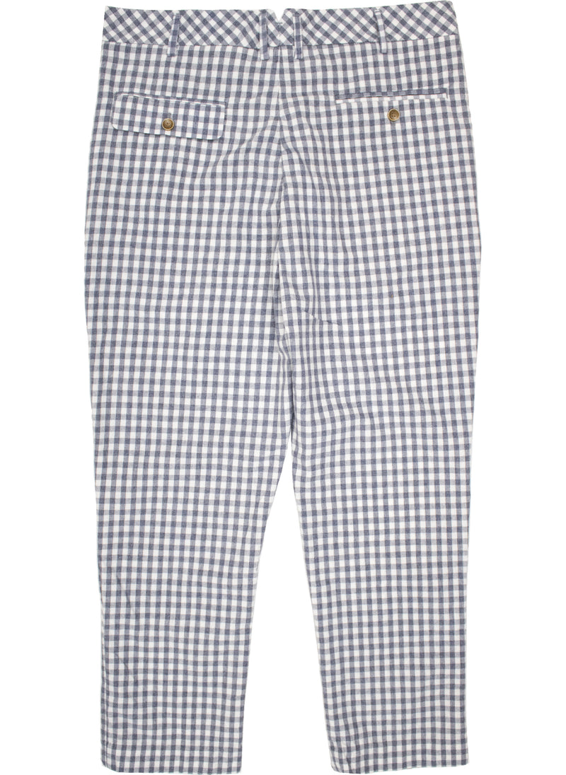 Walter Linen Tailored Trouser in Blue Gingham