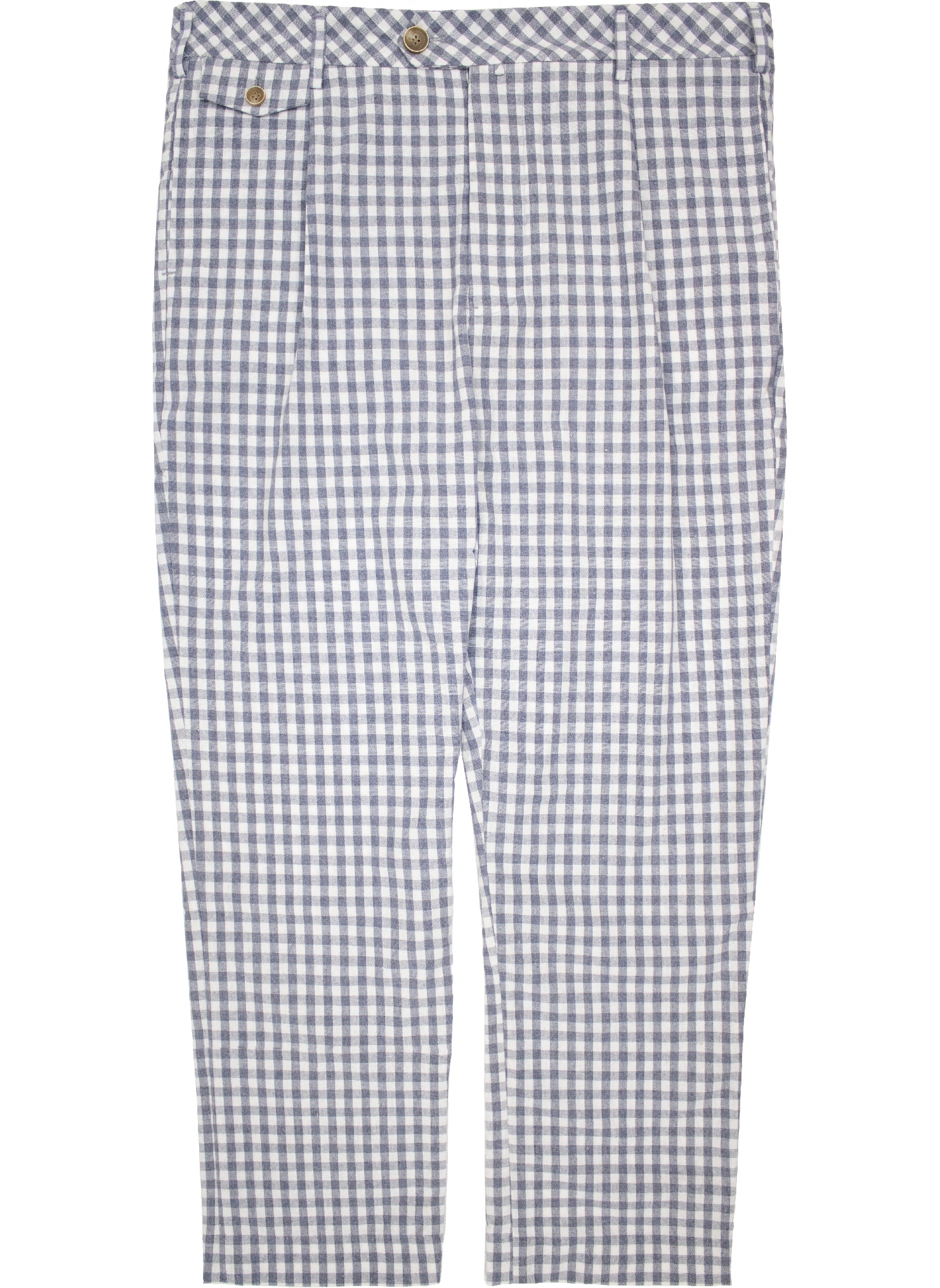 Walter Linen Tailored Trouser in Blue Gingham